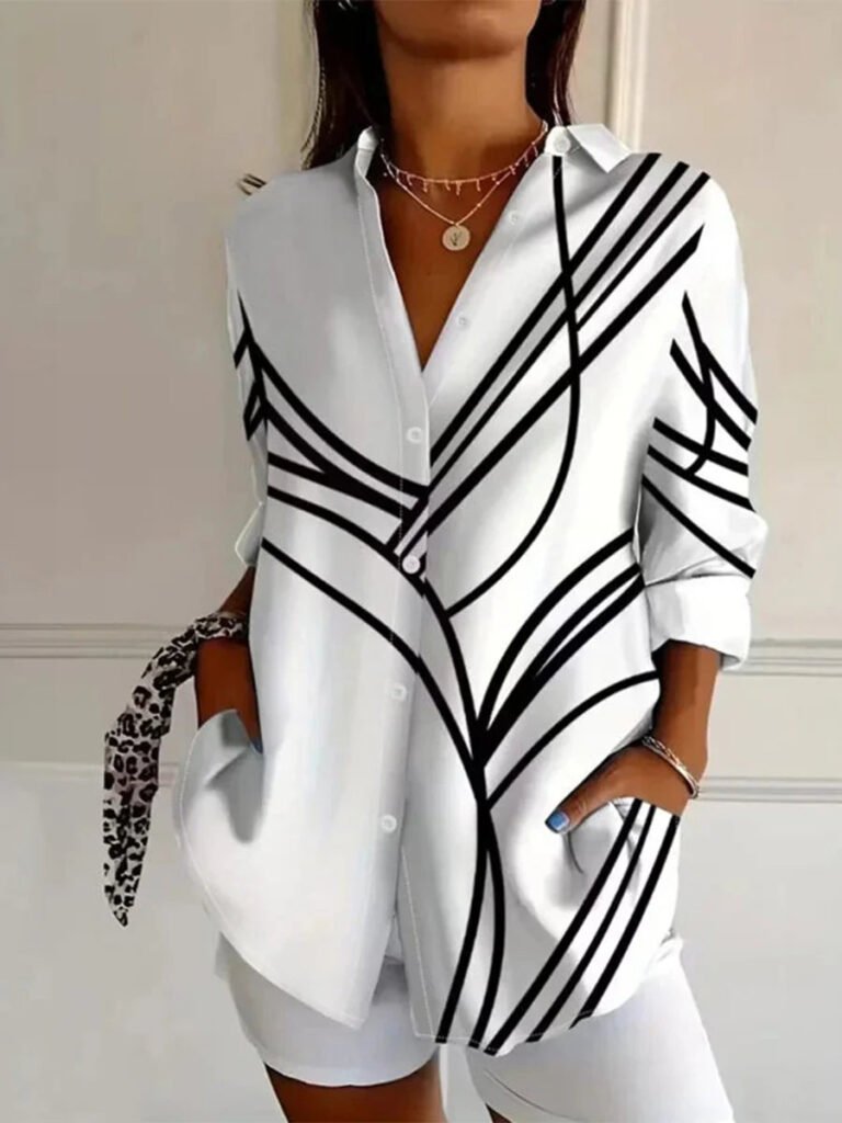 Vintage Casual Long Sleeve Blouse
