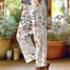 Women's Floral Print Cropped Pants with Pockets