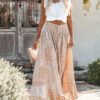 Multicolor Casual Boho Buttoned Long Skirt